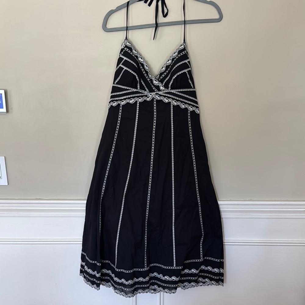 WH/BM Black and White Halter Dress Size 8